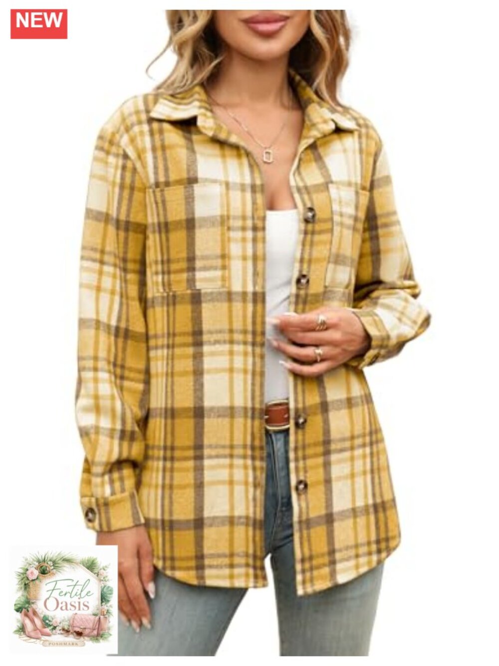 Women's Flannel Button Down Plaid Shacket with Pockets Long Sleeve